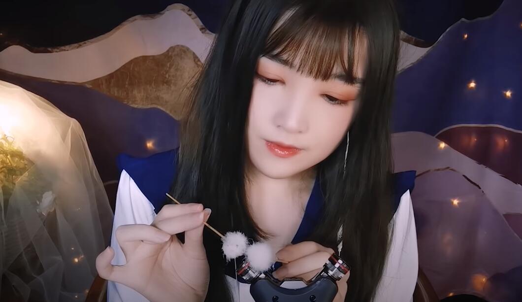 [ASMR] 【ASMR少寒117】采耳哄睡，双耳道按摩，鹅毛耳勺清理耳道（含人声）-助眠云视听